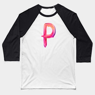 Letter P In Vibrant Watercolor Baseball T-Shirt